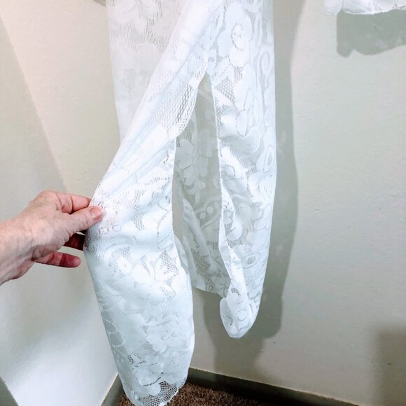 NEW Swimsuit Womens Pullover Coverup 3/4 Sleeves Large White V-Neck Knit Fabric - Picture 4 of 14